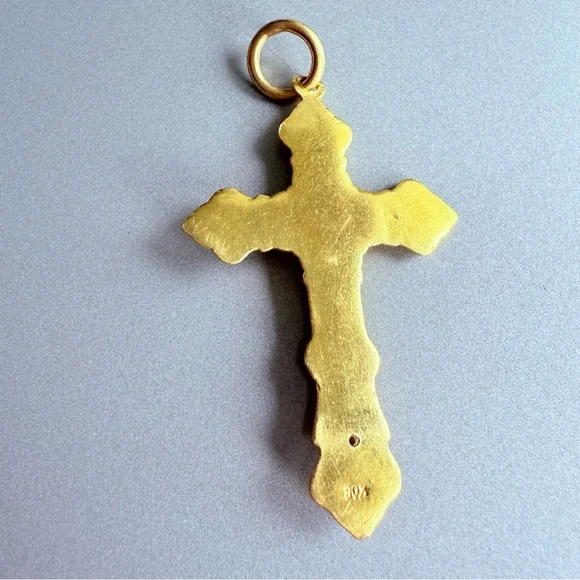 Solid 22k Yellow Gold Cross Crusifix Jesus LARGE Pendant HEAVY Necklace …
